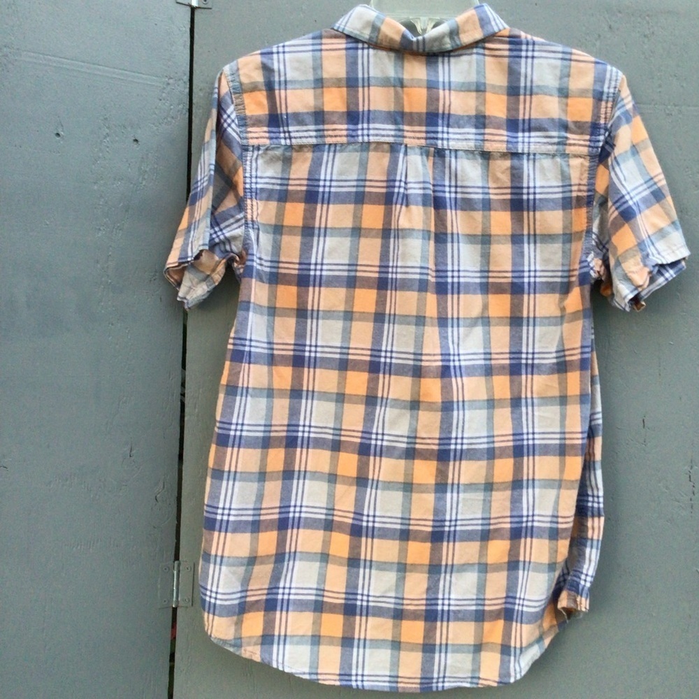 Cherokee Men's Casual Plaid Shirt in Orange and Blue - Picture 4 of 5